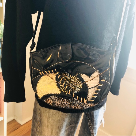 Vintage 80s abstract patchwork crossbody bag - Picture 1 of 16